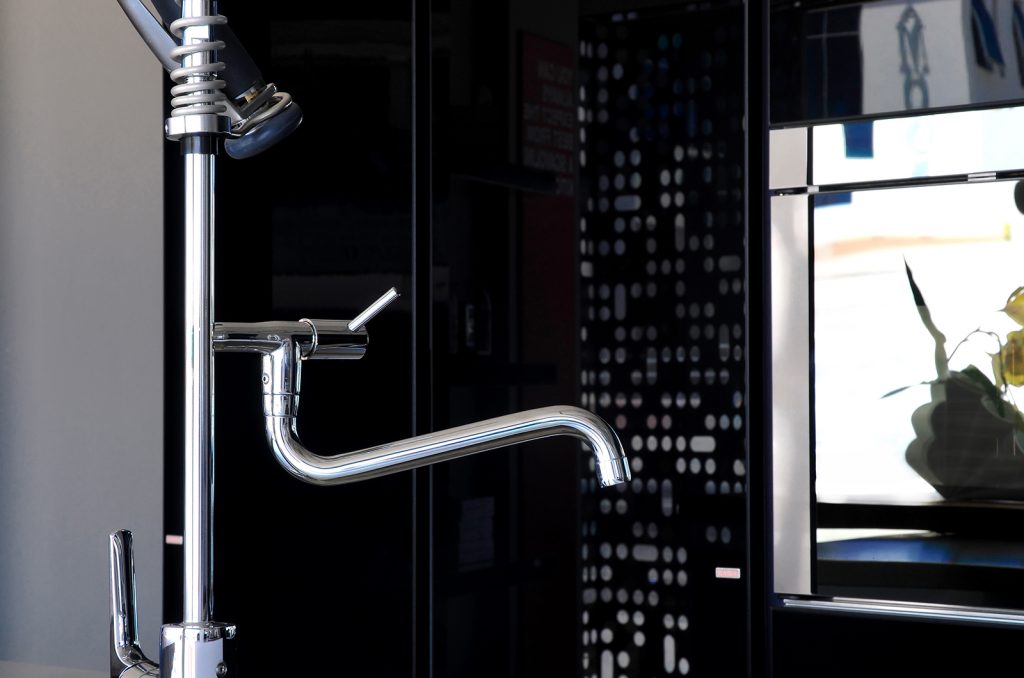 Modern faucet with chrome or stainless steel finishing